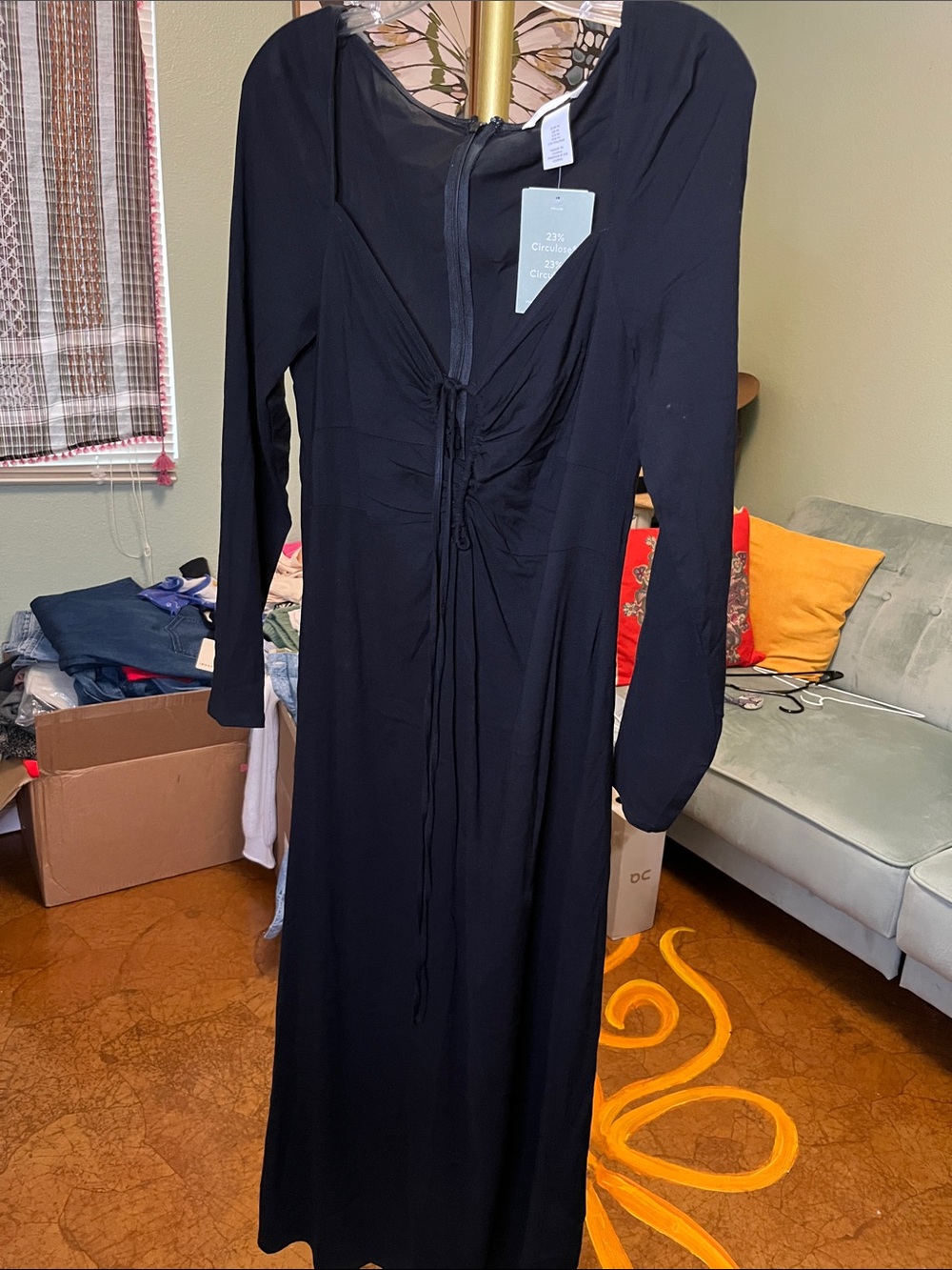 NWT H&M Black Long Sleeve Maxi Dress Womens Size M